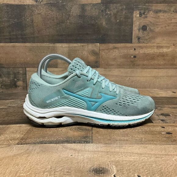 Mizuno Women’s Size 7.5 Wave Inspire 17 Waveknit Running Shoe Dusty Turquoise - Picture 1 of 9
